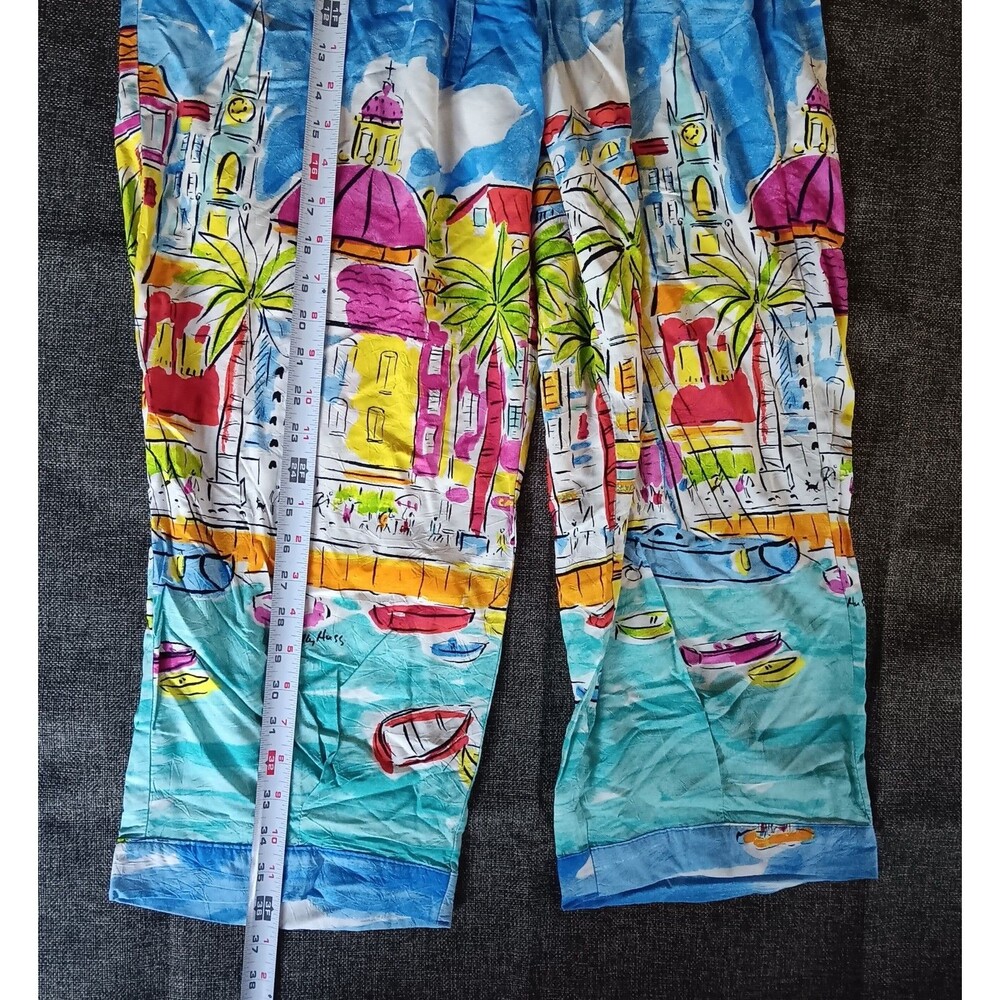 Pants size XL New Line Two womans colorful lightweight beach clam digger lounger - Picture 6 of 7